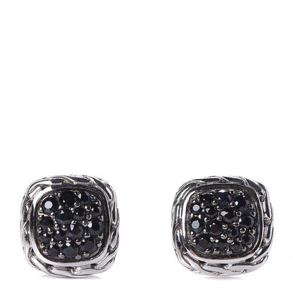 John Hardy Sterling Silver Black Sapphire Classic Chain Square Earrings 1 of 6