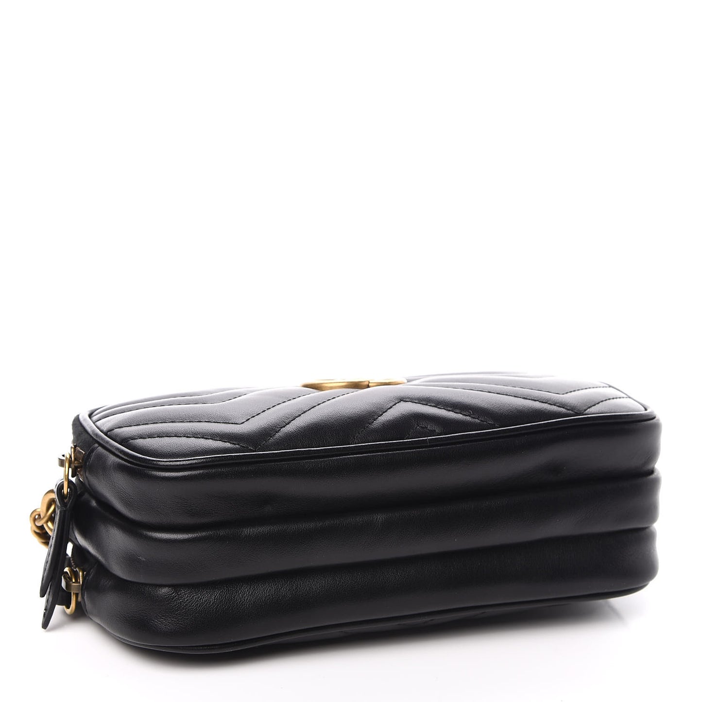 Calfskin Matelasse Mini GG Marmont Chain Crossbody Bag Black