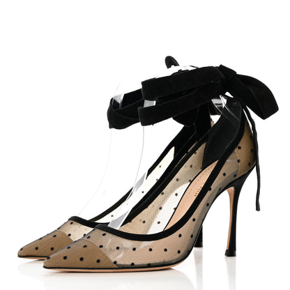 Christian Dior Suede Calfskin Plumetis Lovely-D Ankle Wrap Pumps 37 Black 5 of 16
