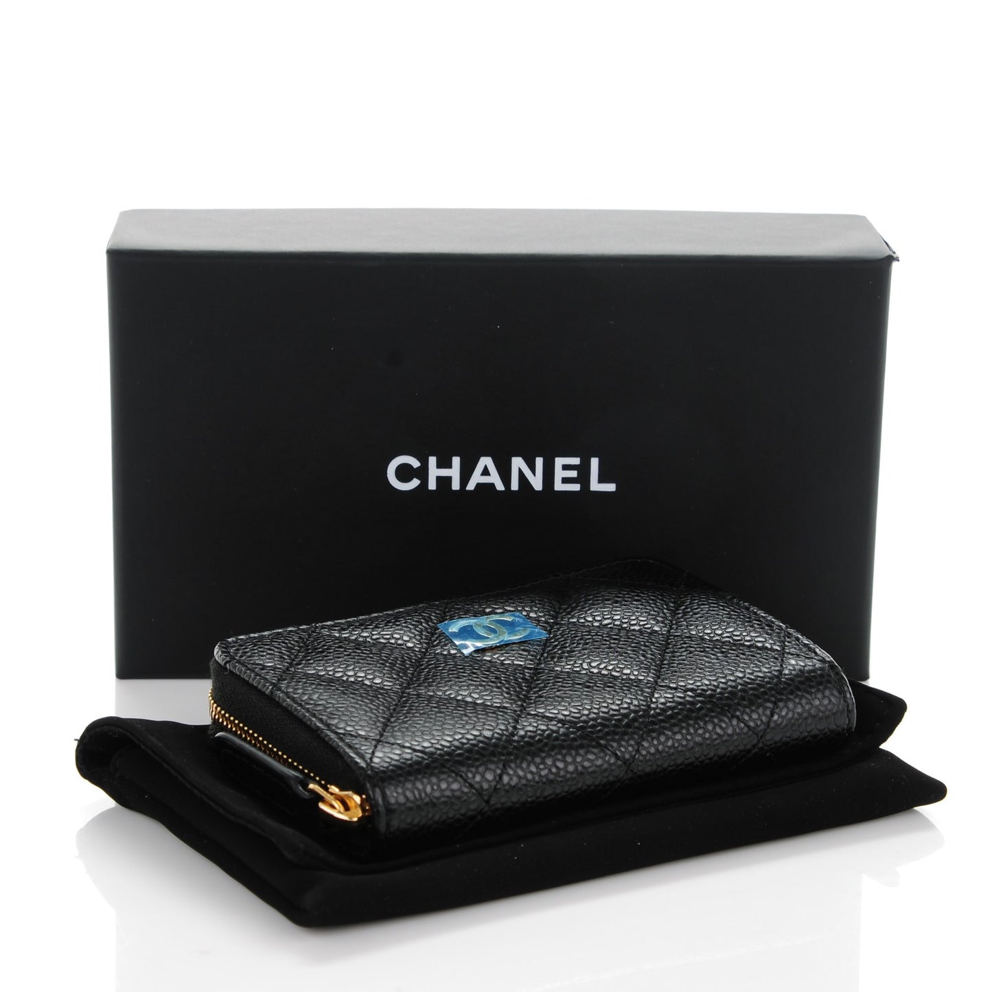 Caviar Quilted Zip Coin Purse Black