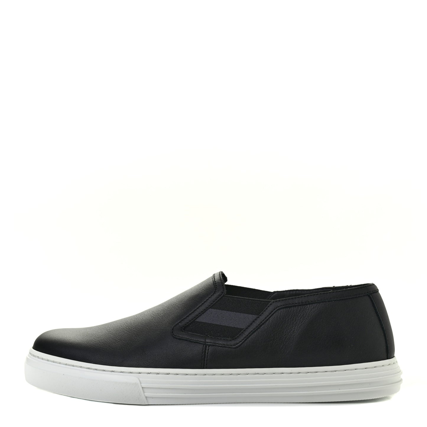 Soft Calfskin Mens Slip On Sneakers 8 Black
