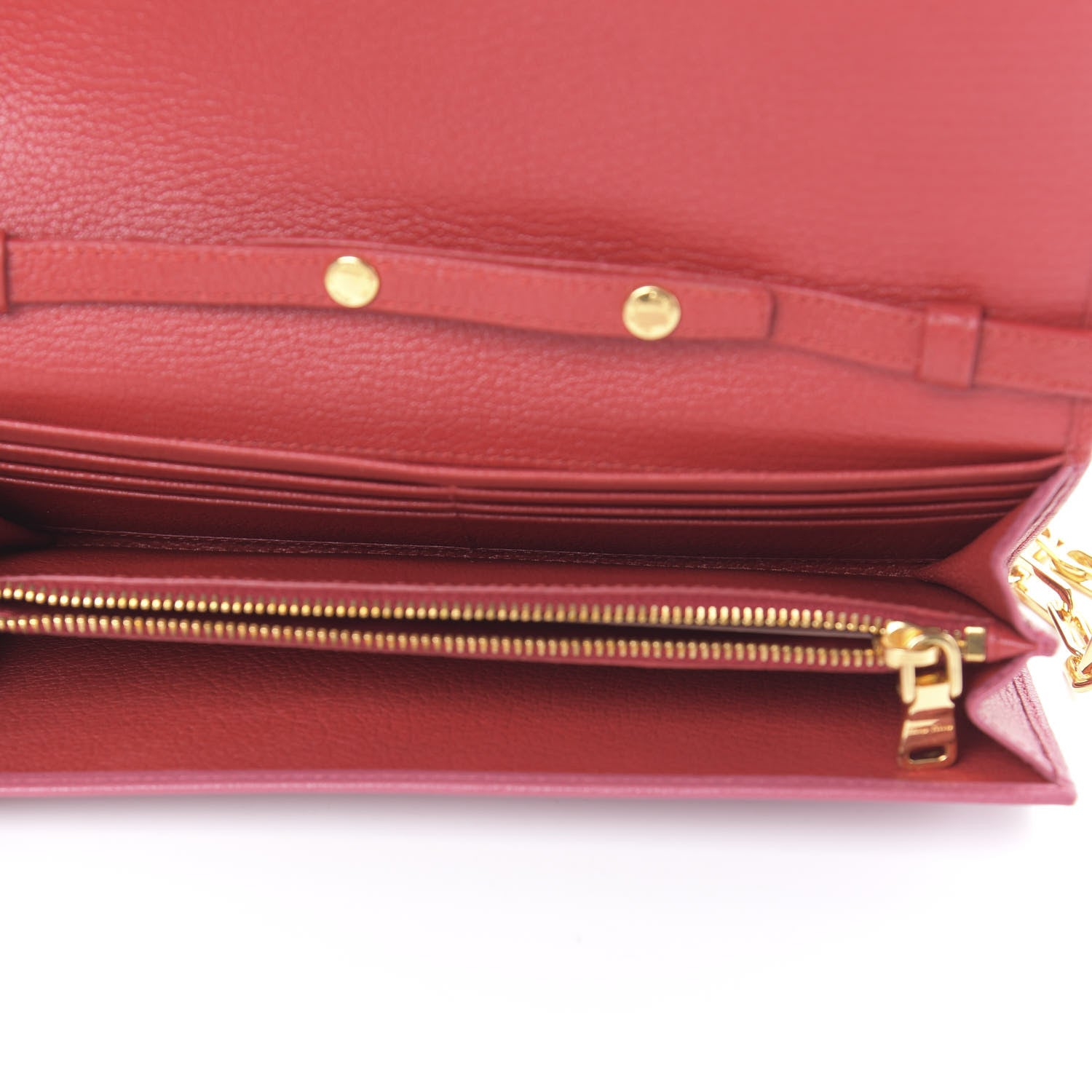 Miu Miu Goatskin Madras Bicolor Wallet On Chain Fuoco Bruyere 5 of 12