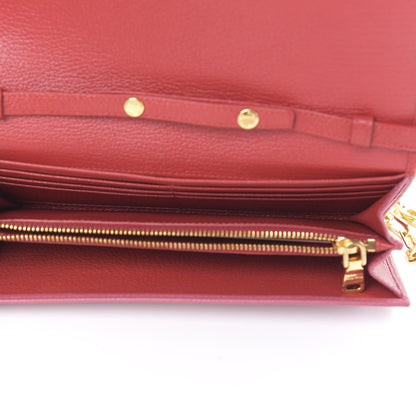 Miu Miu Goatskin Madras Bicolor Wallet On Chain Fuoco Bruyere 5 of 12