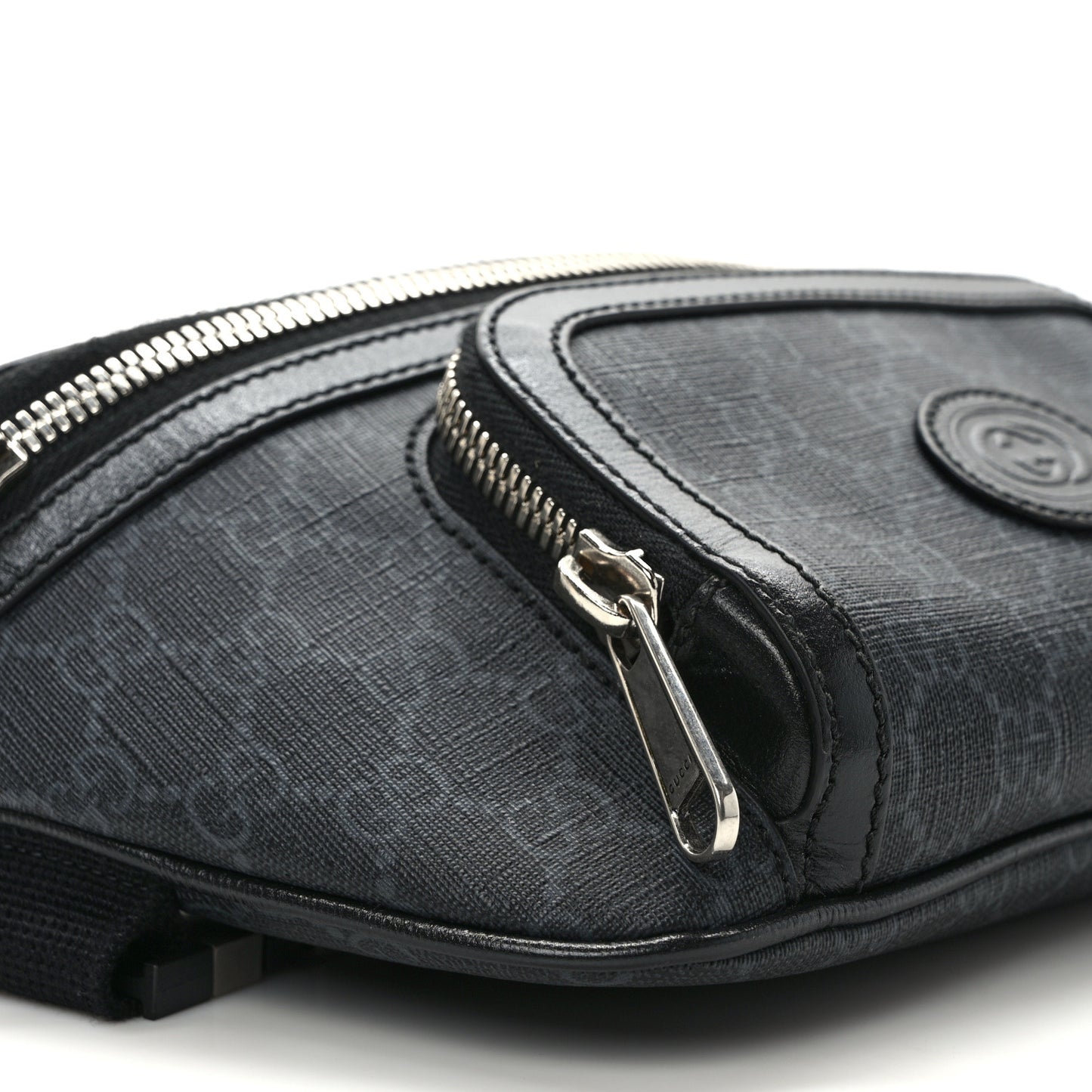 GG Supreme Monogram Textured Calfskin Retro Interlocking G Belt Bag Black