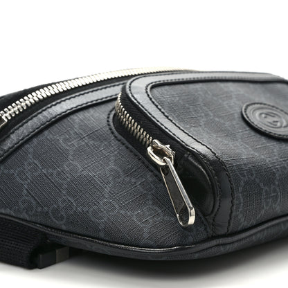 Gucci GG Supreme Monogram Textured Calfskin Retro Interlocking G Belt Bag Black 7 of 8
