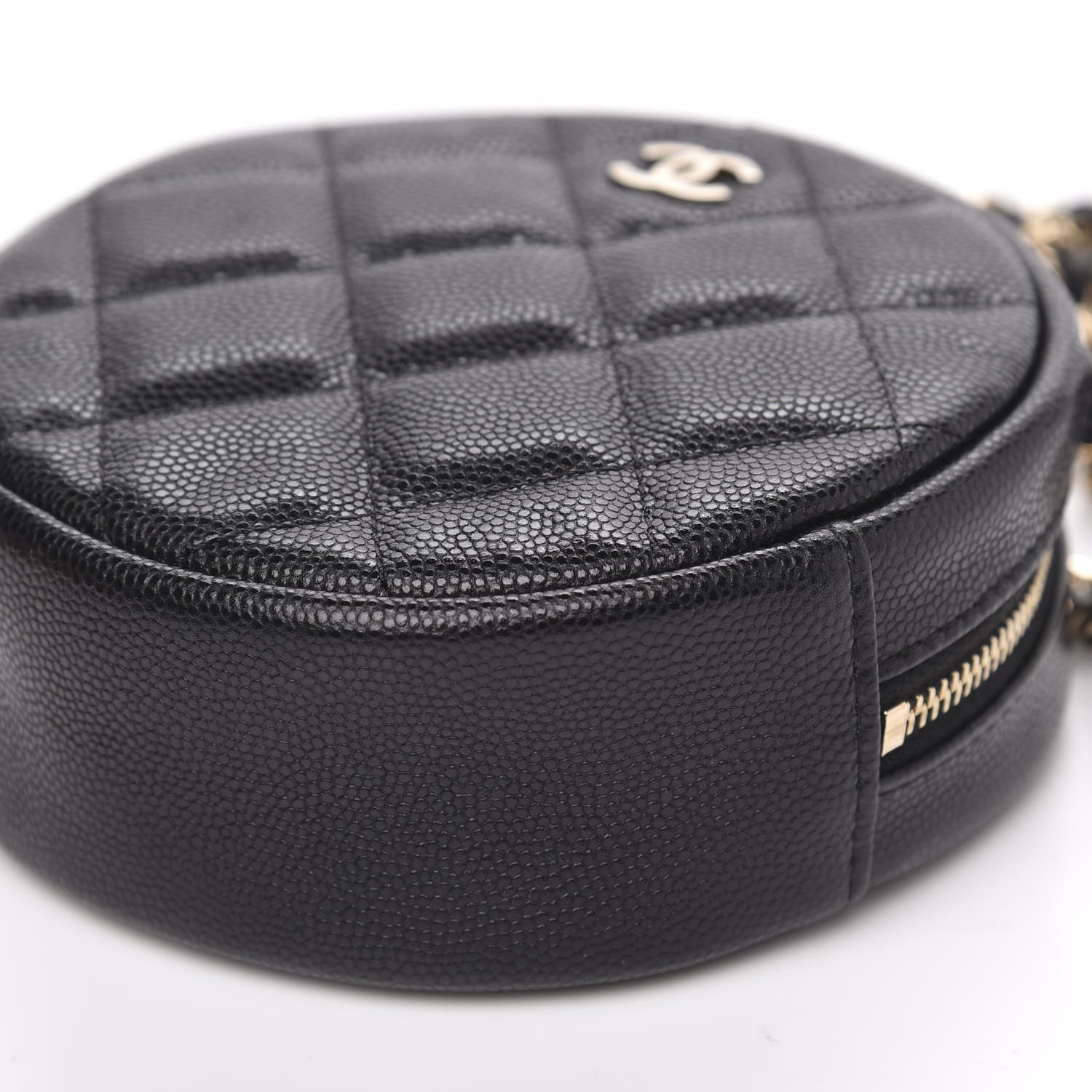 Chanel Caviar Quilted Round Clutch With Chain Black 9 of 10