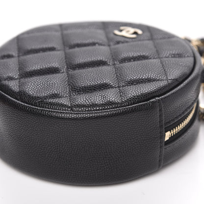 Chanel Caviar Quilted Round Clutch With Chain Black 9 of 10