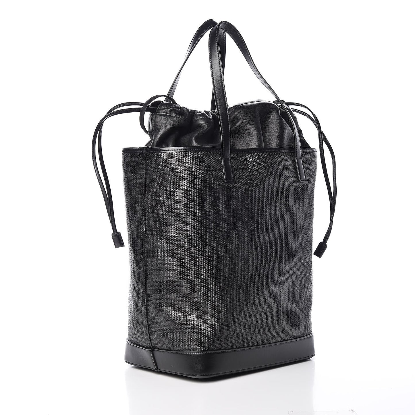 Linen Canvas Teddy Shopping Bag Black
