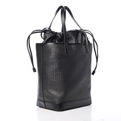 Saint Laurent Linen Canvas Teddy Shopping Bag Black 5 of 13
