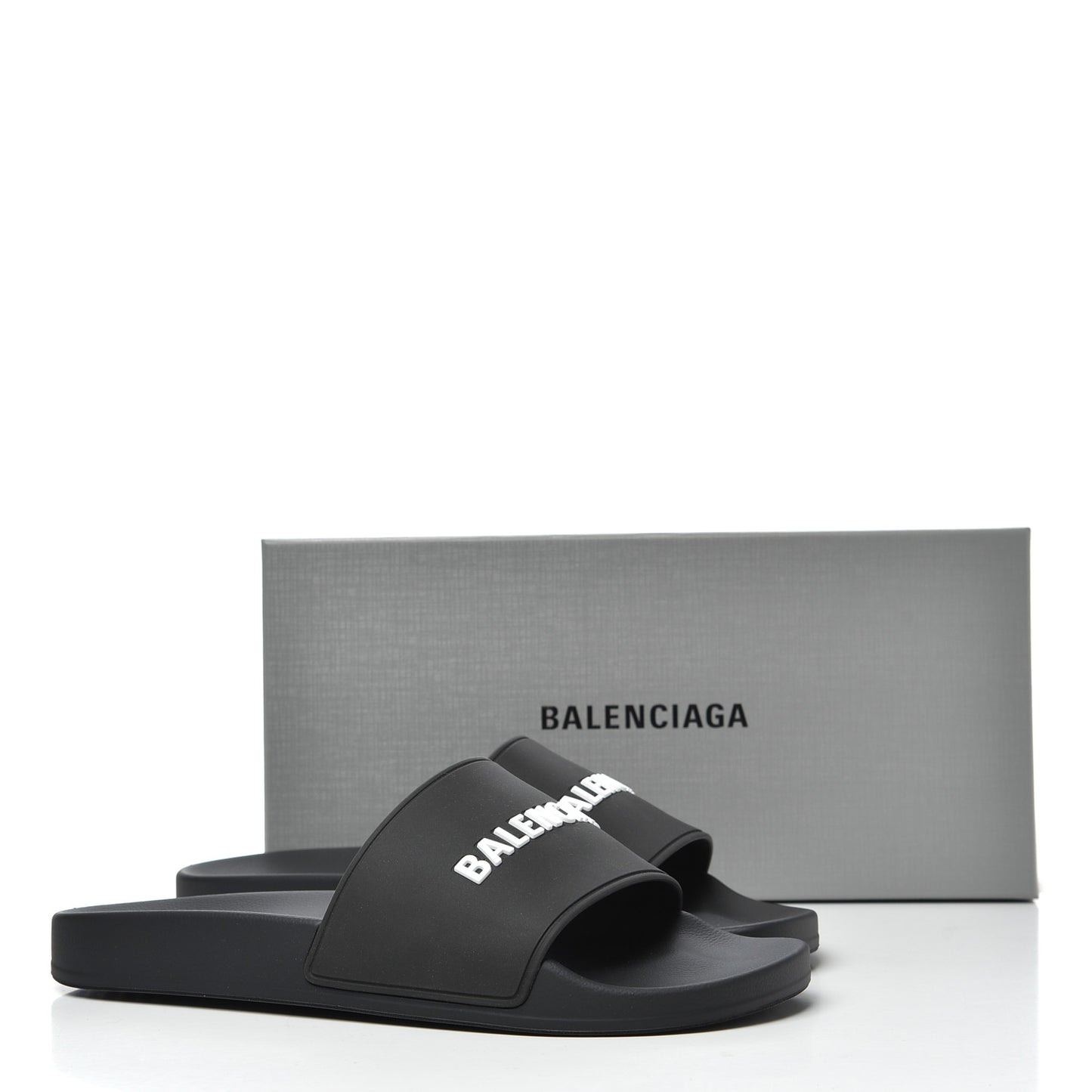 PVC Logo Mens Pool Slide Sandals 42 Black White
