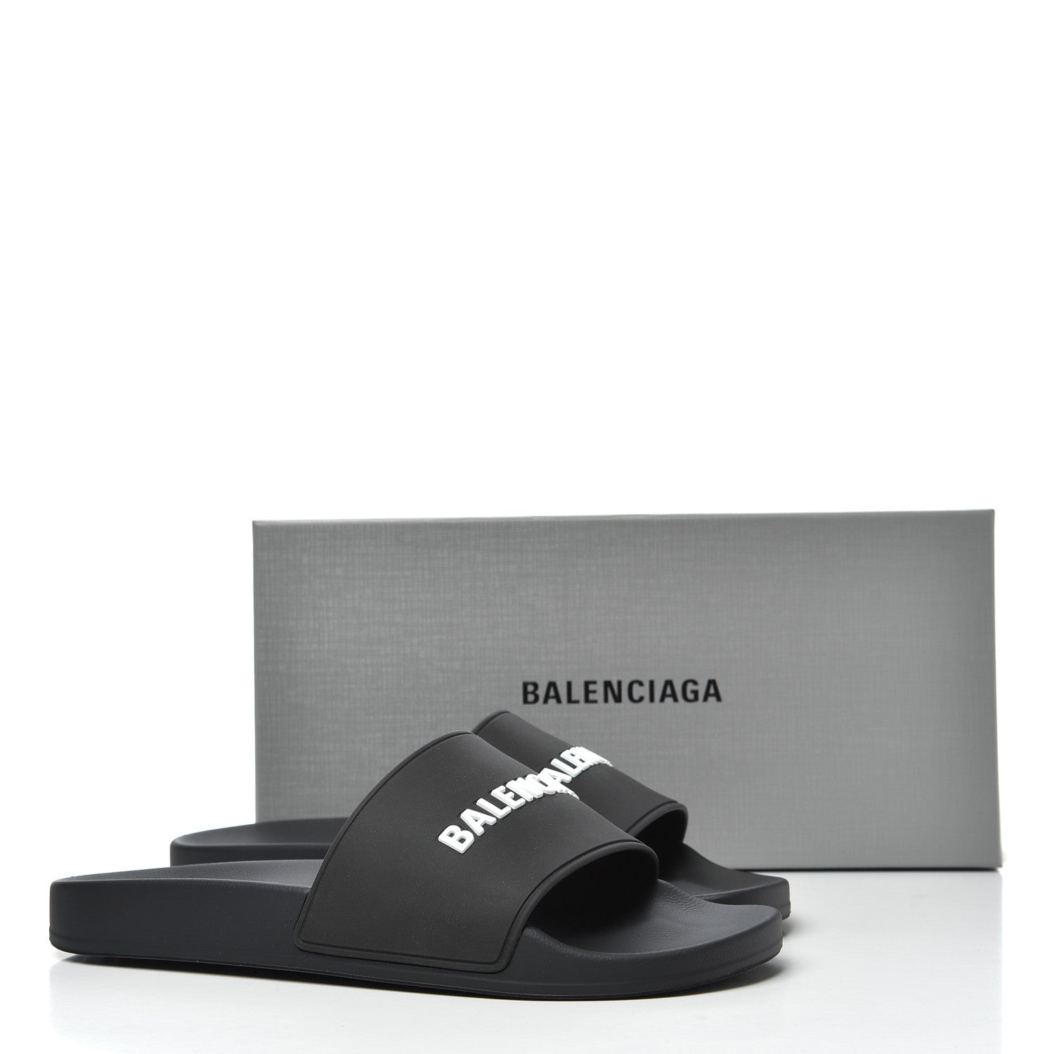 Balenciaga PVC Logo Mens Pool Slide Sandals 42 Black White 9 of 9