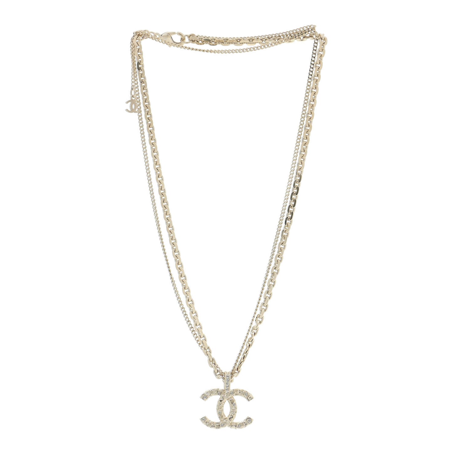 Crystal CC Multi Strand Chain Necklace Gold