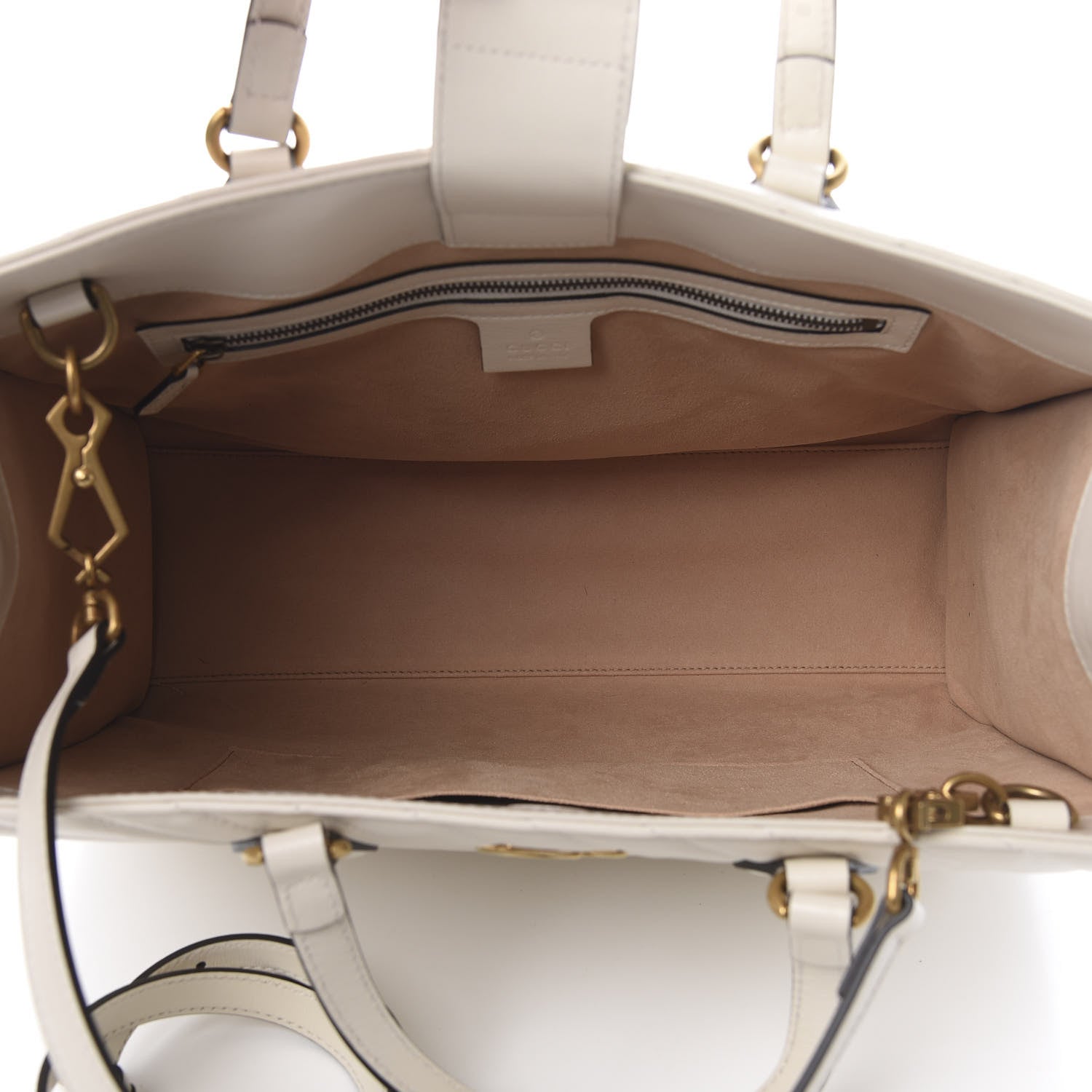 Gucci Azalea Calfskin Matelasse Diagonal GG Marmont Tote Bag Mystic White 6 of 12