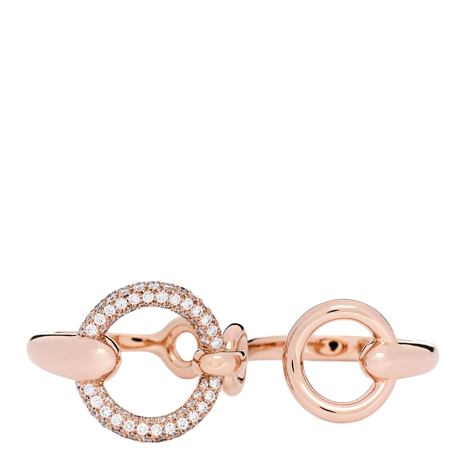 Hermes 18K Rose Gold Diamond Filet d'Or Double Ring 52 6 1 of 5