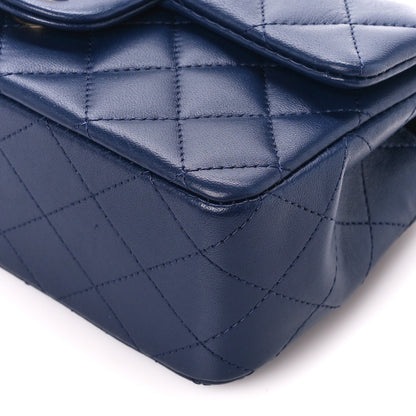 Chanel Lambskin Quilted Mini Top Handle Rectangular Flap Navy Blue 11 of 12