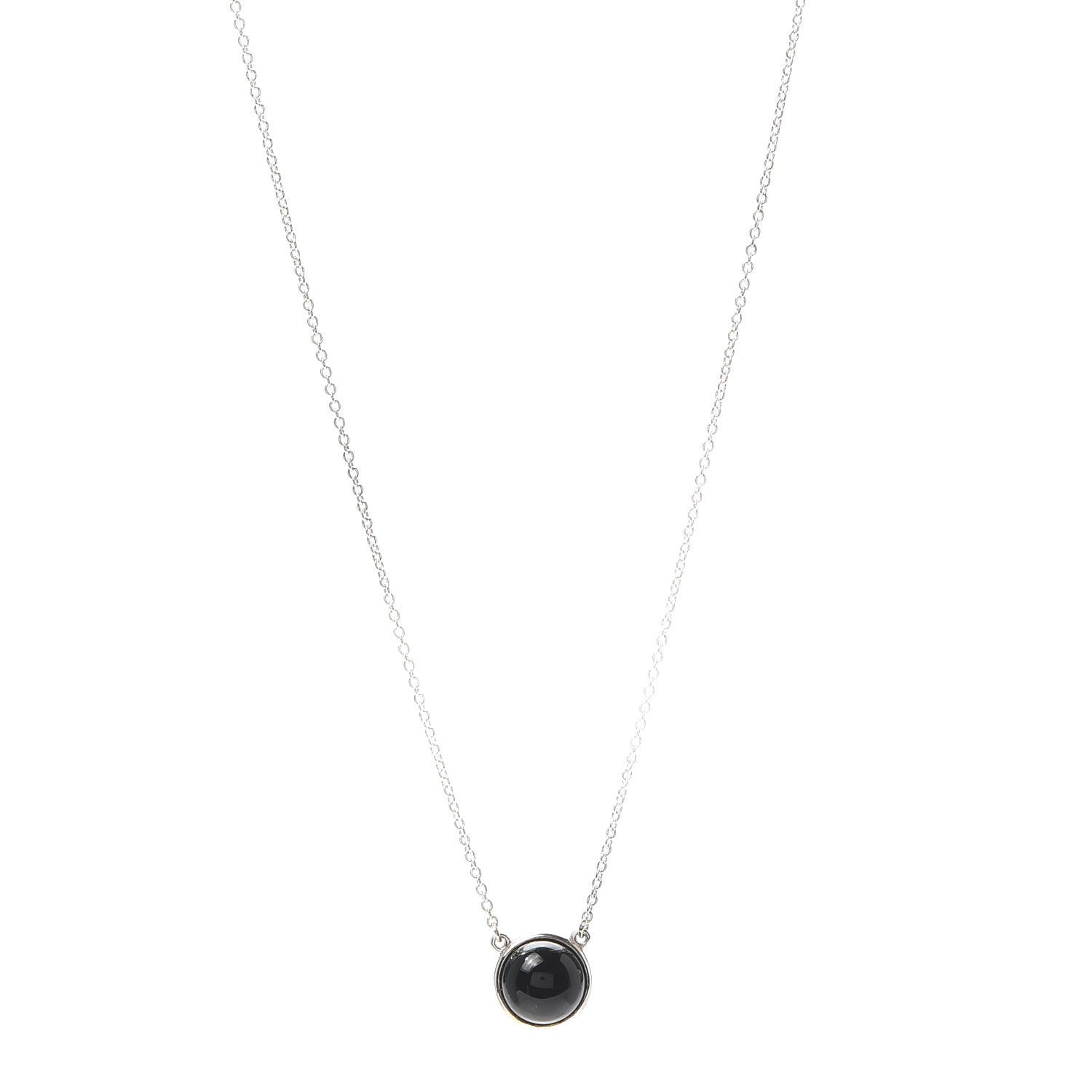 Tiffany Sterling Silver Black Jade Elsa Peretti Color By The Yard Necklace 1 of 5