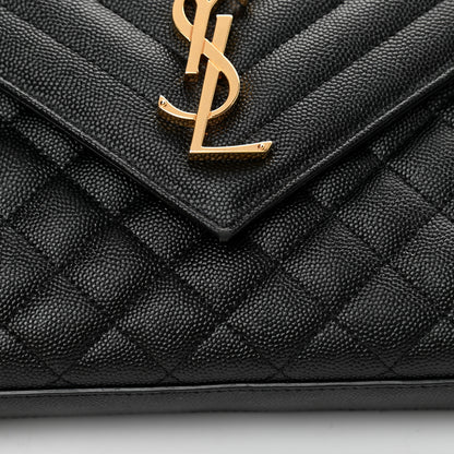 Saint Laurent Grain De Poudre Textured Mixed Matelasse Triquilt Medium Monogram Satchel Black 11 of 12