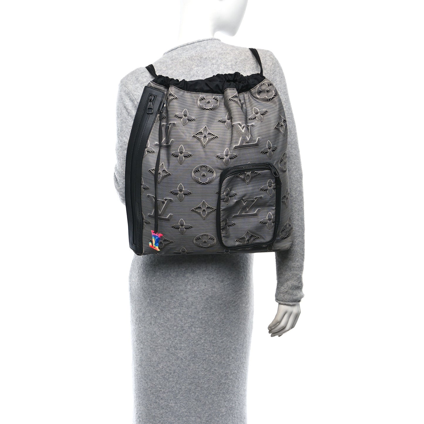 Monogram 3D 2054 Drawstring Backpack Grey Black