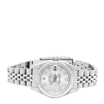 Rolex Stainless Steel 18K White Gold Diamond 26mm Oyster Perpetual Datejust Watch Silver 79174 2 of 4