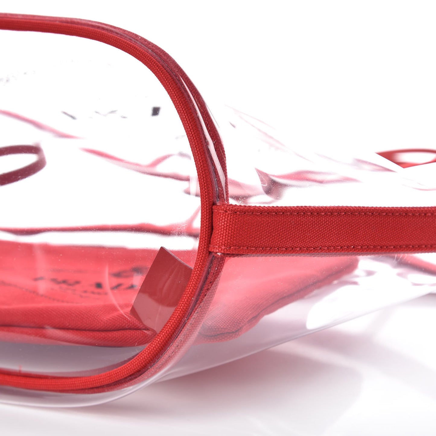 Plexiglass Calfskin Small Shopper Tote Rosso