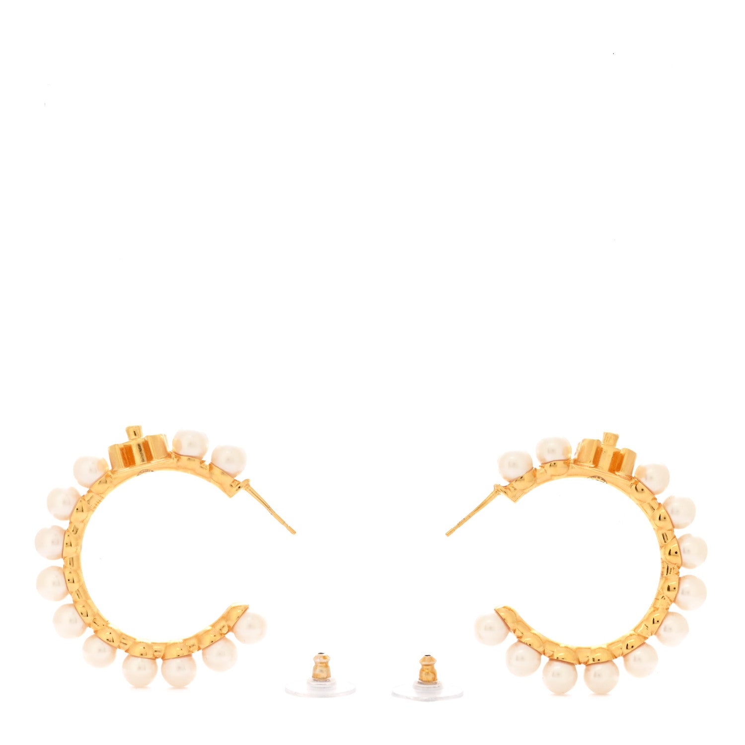Chanel Pearl CC More Is More Small Hoop Earrings Gold 3 of 5