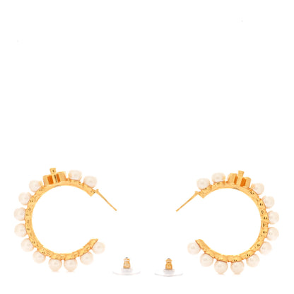 Chanel Pearl CC More Is More Small Hoop Earrings Gold 3 of 5