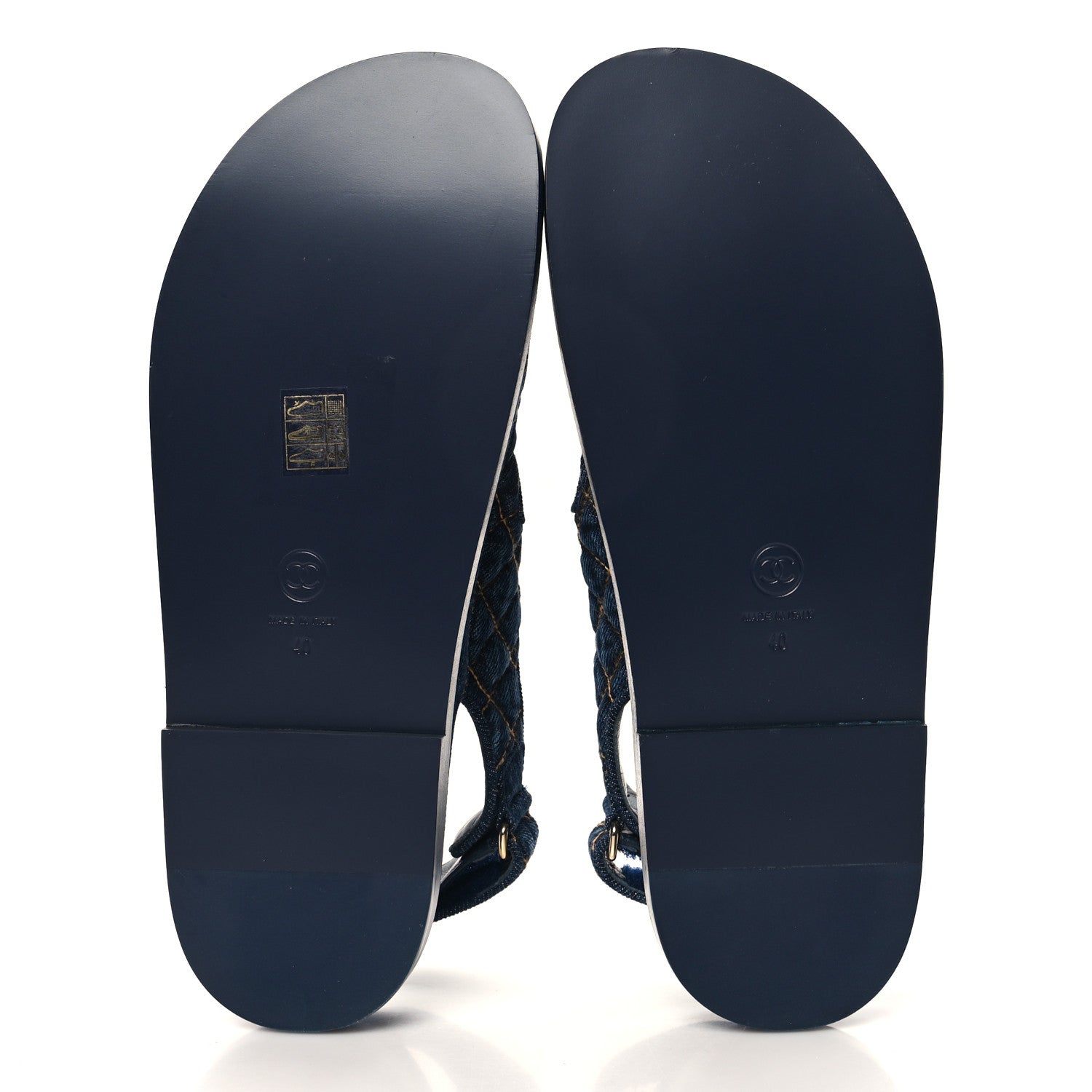 Chanel Denim Velcro Dad Sandals 40 Navy Blue 6 of 10