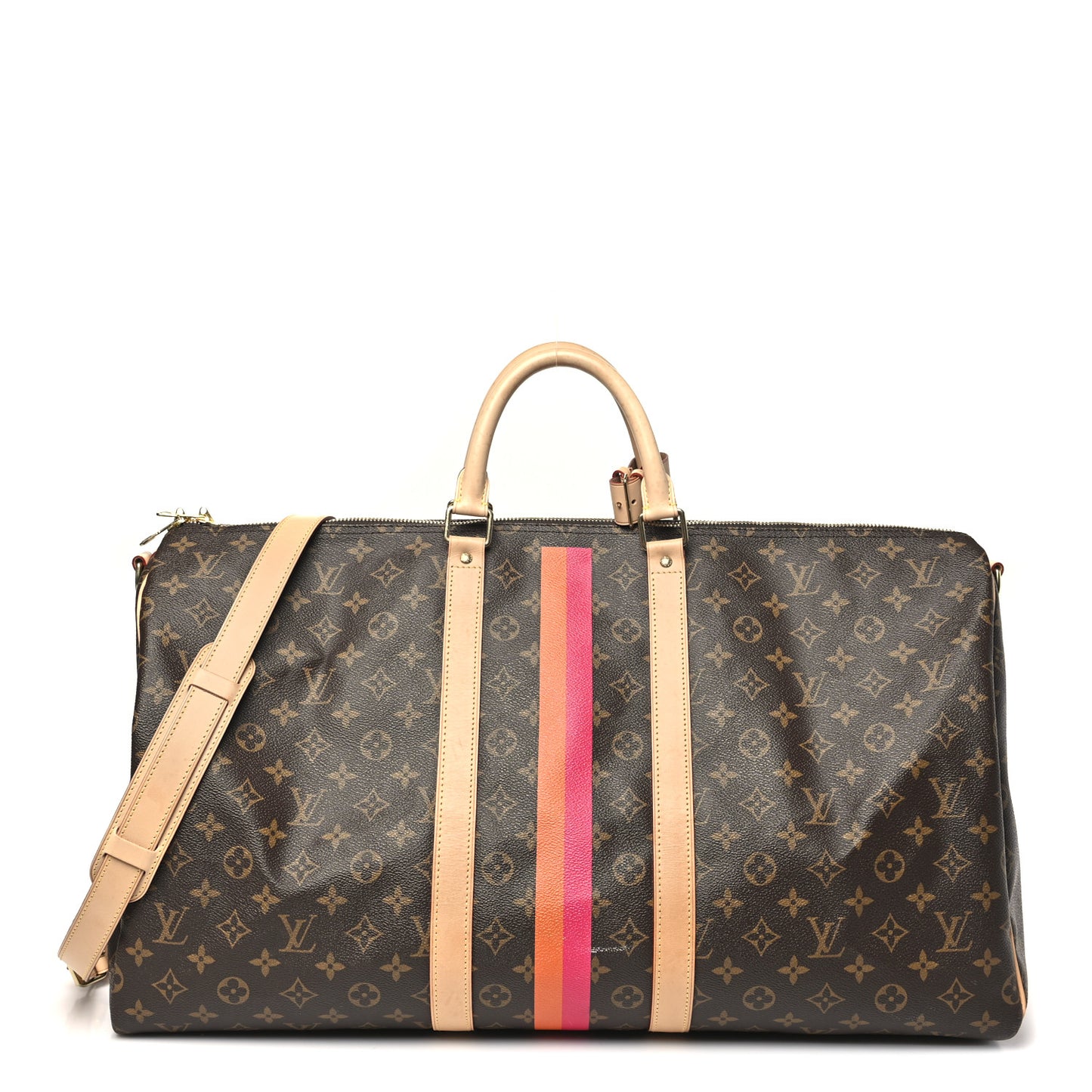 Monogram My LV Heritage Keepall Bandouliere 55 Fuchsia Orange