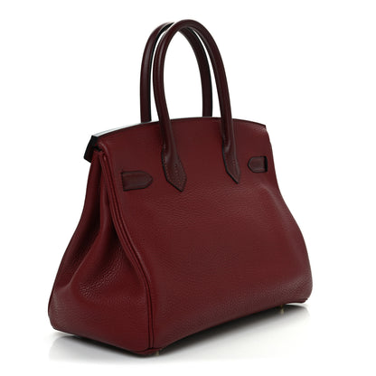 Hermes Taurillon Clemence Sombrero Birkin 30 Rouge H Rose Azalea 3 of 12
