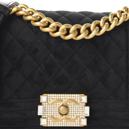 Chanel Velvet Strass Quilted Small Boy Flap Black 10 of 10