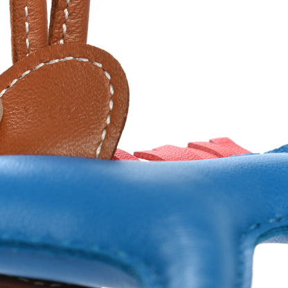 Hermes Milo Lambskin Grigri Rodeo Horse Bag Charm PM Bleu Zanzibar Rose Texas Gold 4 of 4