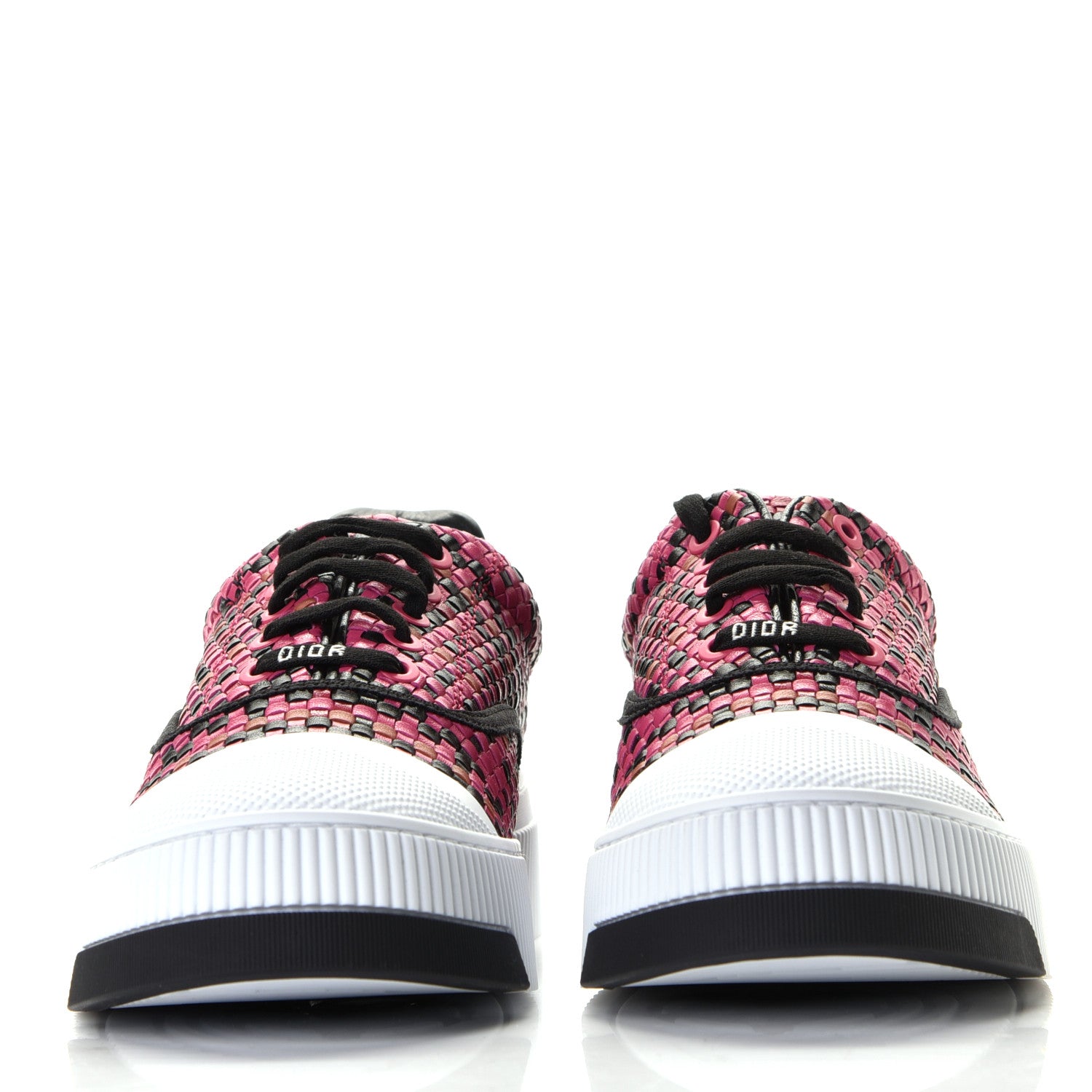 Christian Dior Laminated Lambskin Woven D-Smash Sneakers 36 Fuxia Black 2 of 8