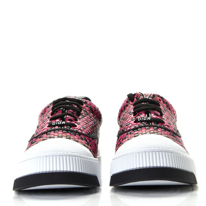 Christian Dior Laminated Lambskin Woven D-Smash Sneakers 36 Fuxia Black 2 of 8