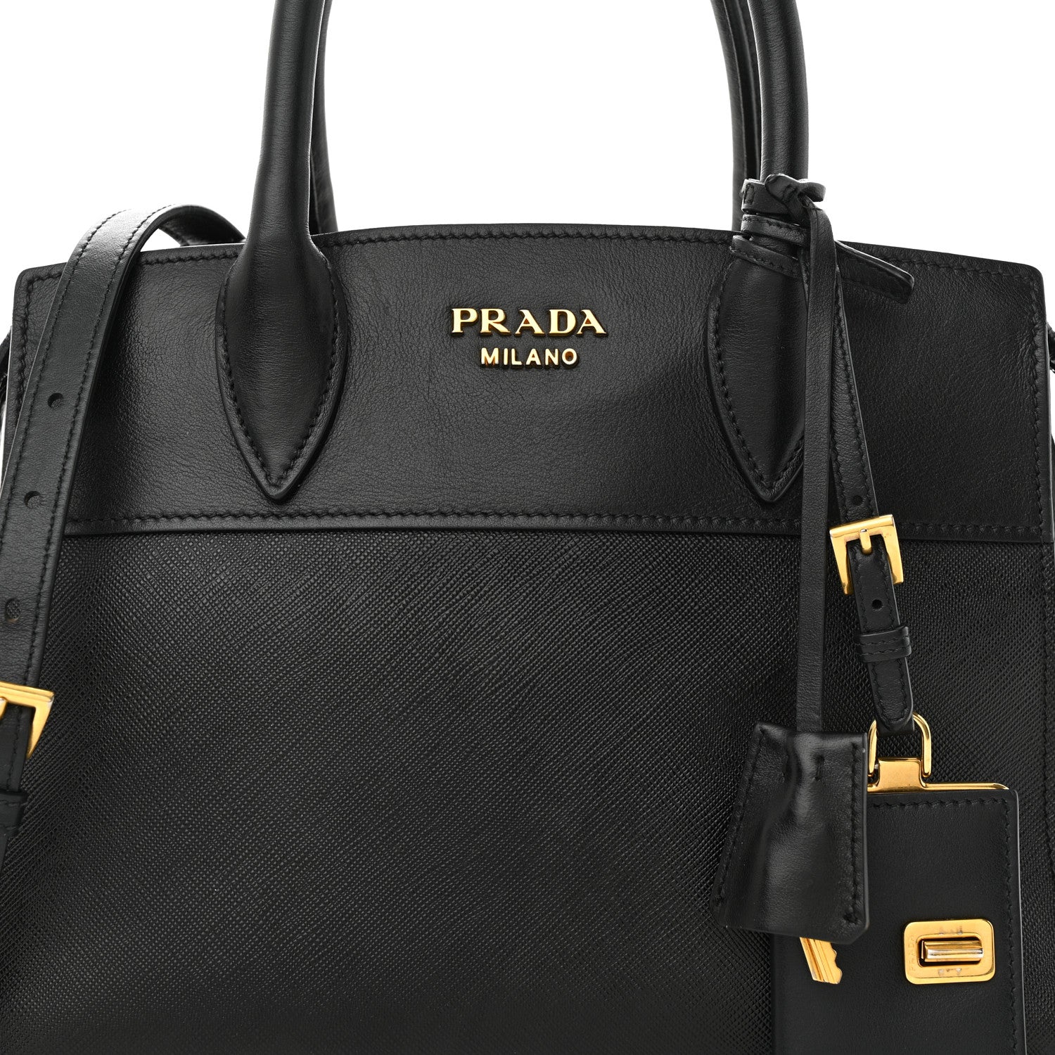 Prada Saffiano City Calfskin Small Esplanade Tote Black 7 of 9