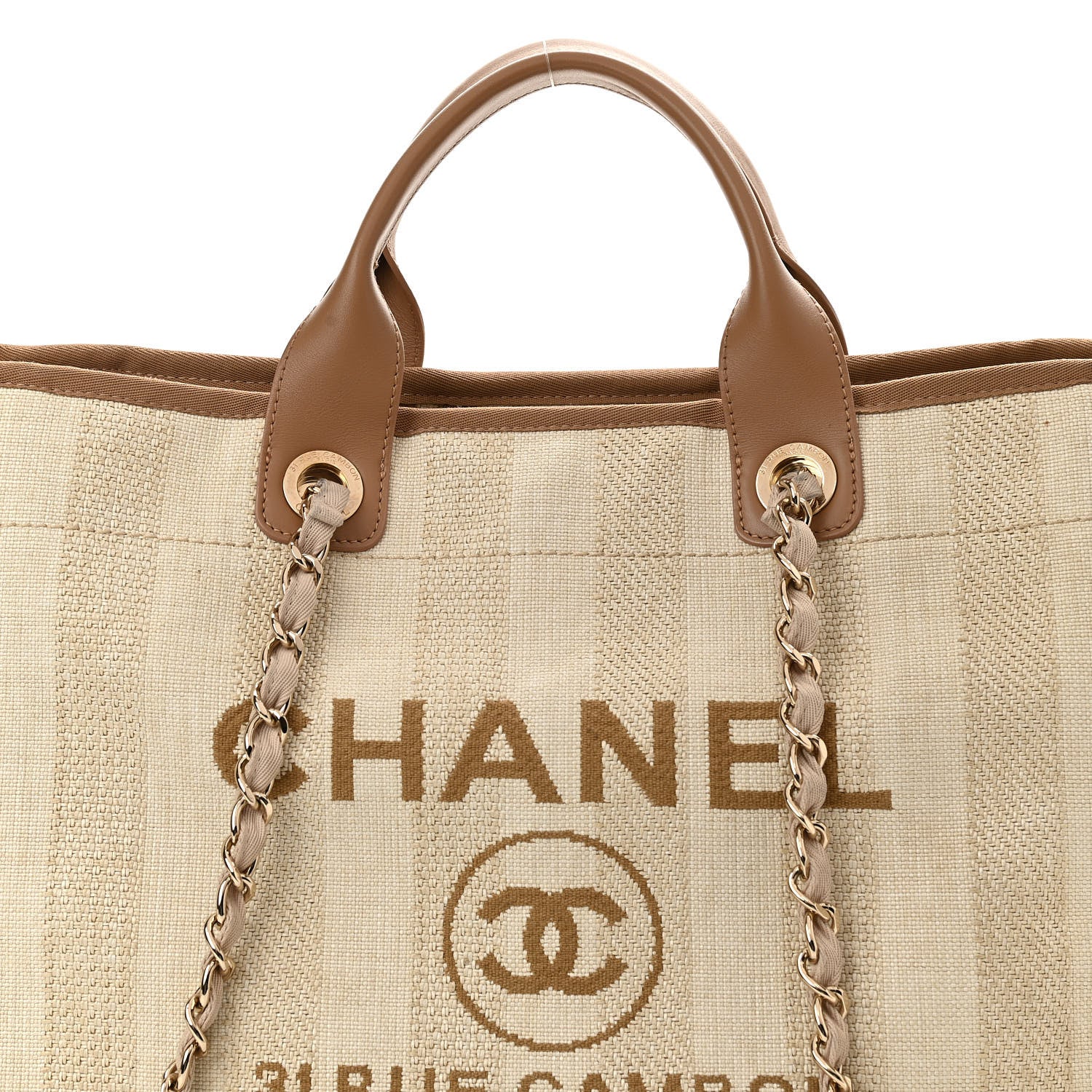 Chanel Mixed Fibers Striped Medium Deauville Tote Beige 8 of 10