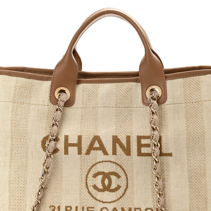 Chanel Mixed Fibers Striped Medium Deauville Tote Beige 8 of 10