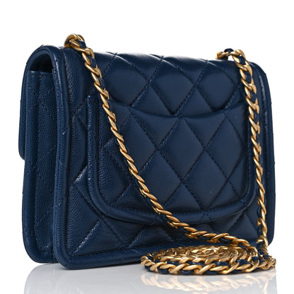 Chanel Caviar Quilted Mini Sweet Classic Flap Navy Blue 2 of 9