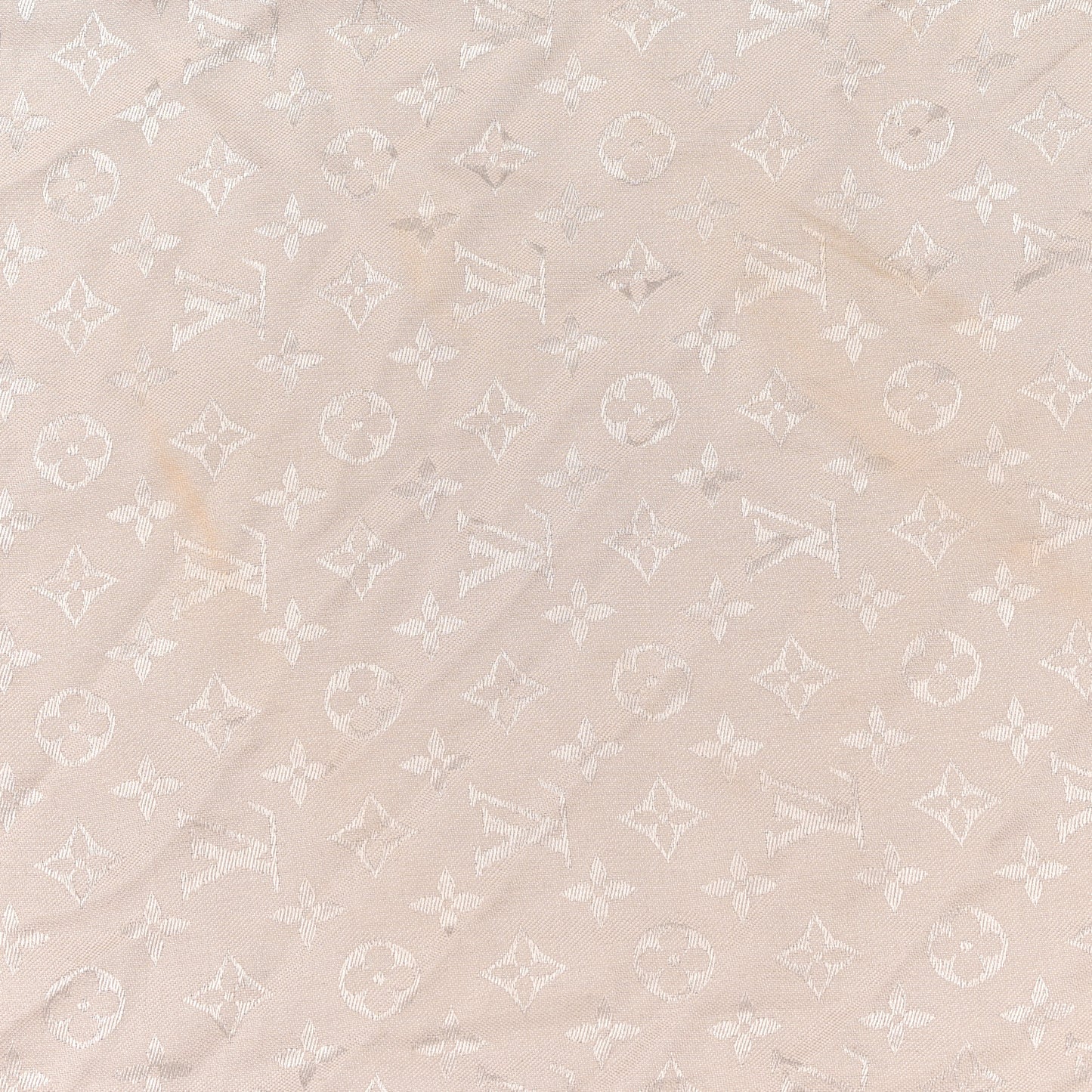 Silk Wool Monogram Shine Shawl Greige