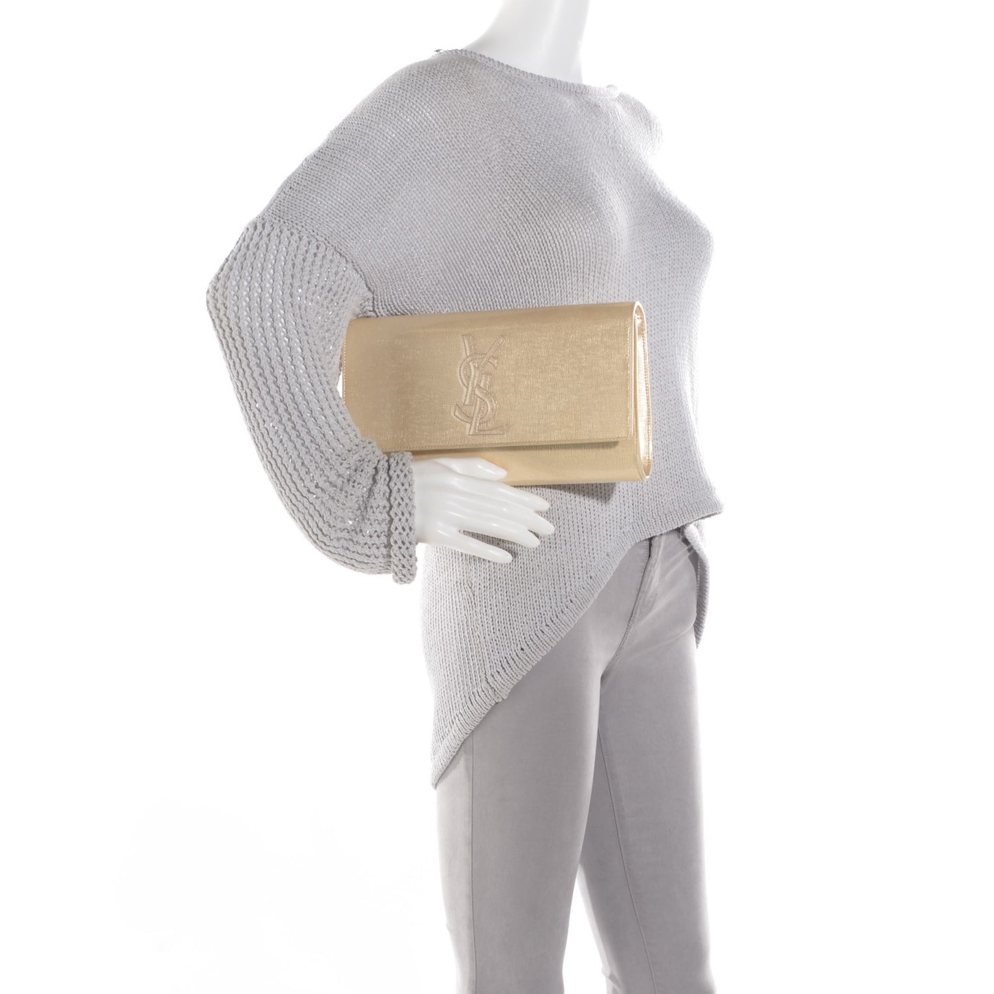 Coated Calfskin Belle De Jour Clutch Light Gold