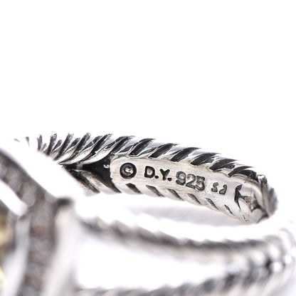 David Yurman Sterling Silver Diamond Prasiolite 7mm Petite Albion Ring 50 5.25 5 of 7