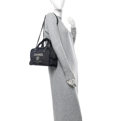 Chanel Denim Deauville Bowling Bag Blue 2 of 16