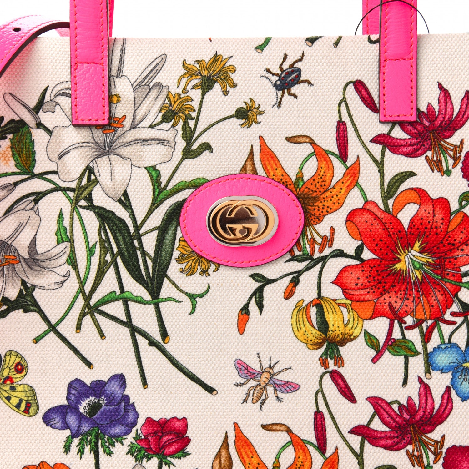 Gucci Canvas Medium Flora Tote Fuchsia 10 of 10