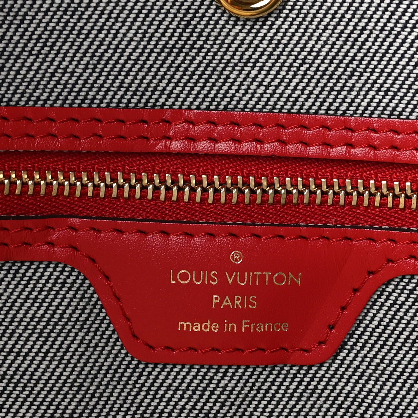 Denim Damier Monogram Patchwork Neverfull Blue Rouge