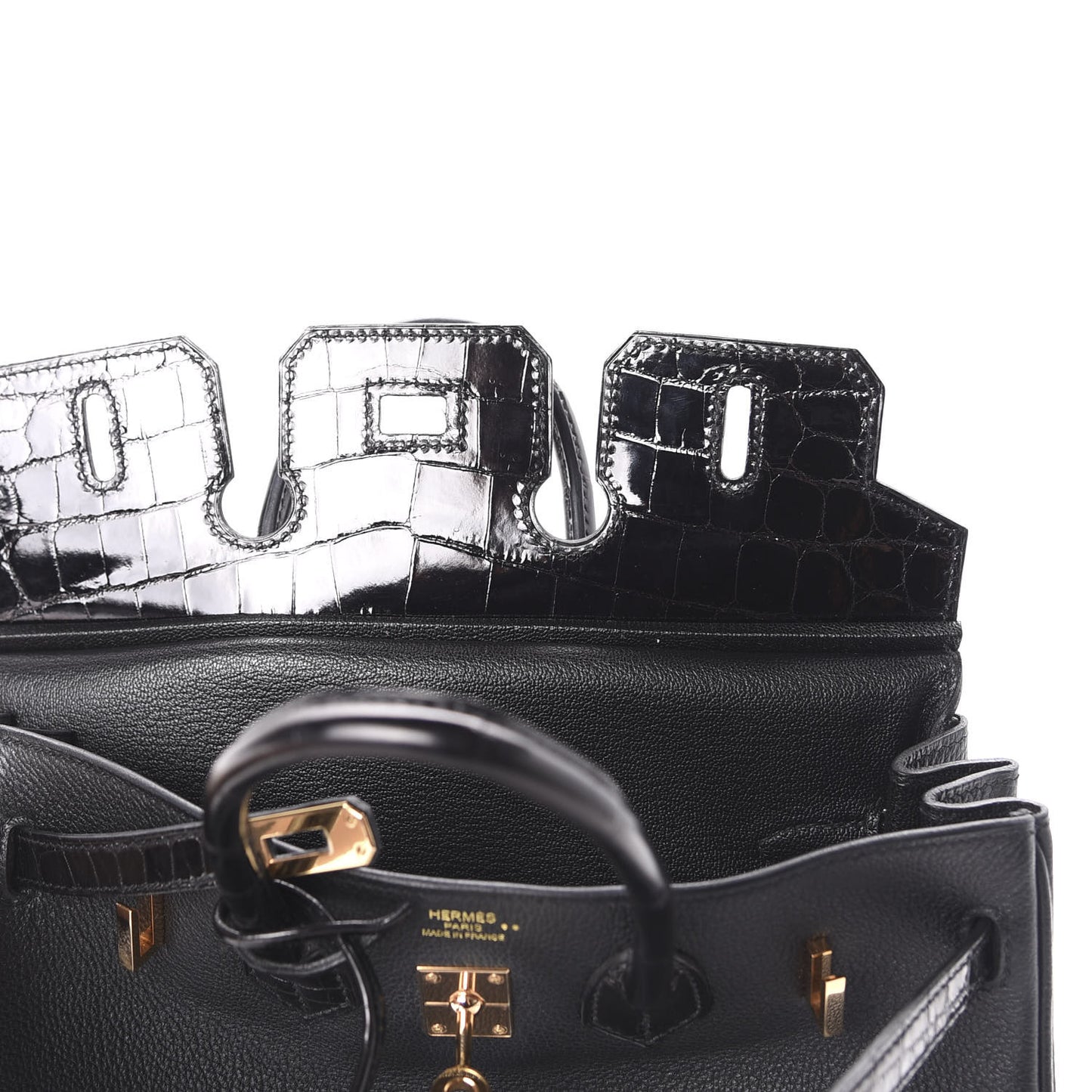 Taurillon Novillo Shiny Niloticus Crocodile Birkin Touch 25 Black