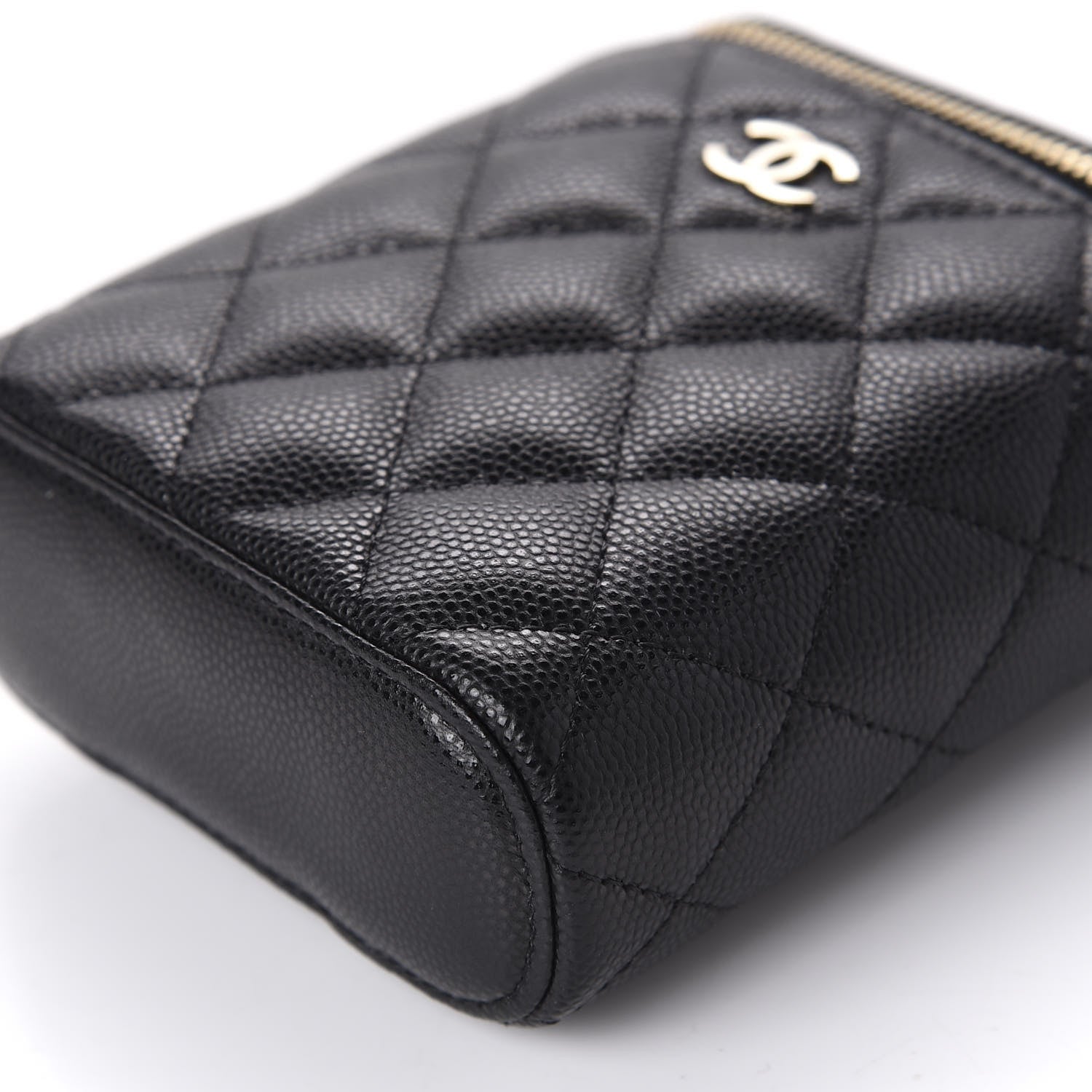 Chanel Caviar Quilted Small Vertical Coco Beauty Vanity Case With Chain Black 7 of 10
