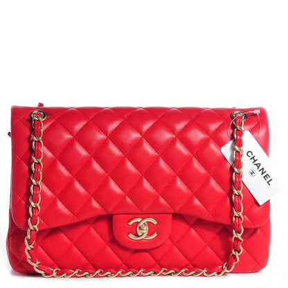 Chanel Lambskin Quilted Jumbo Double Flap Red 1 of 8