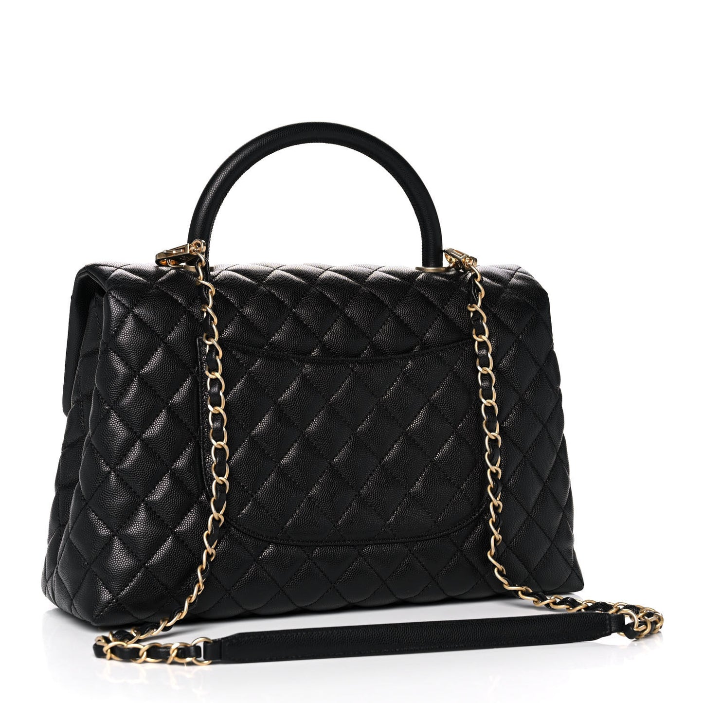Caviar Quilted Medium Coco Handle Flap Black