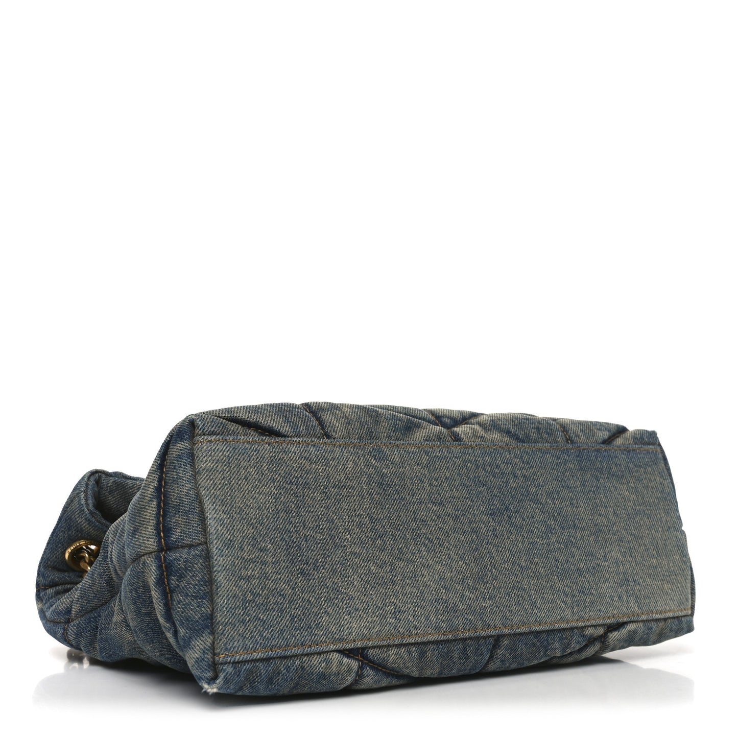 Denim Quilted Loulou Puffer Monogram Chain Satchel Blue Cinnamon