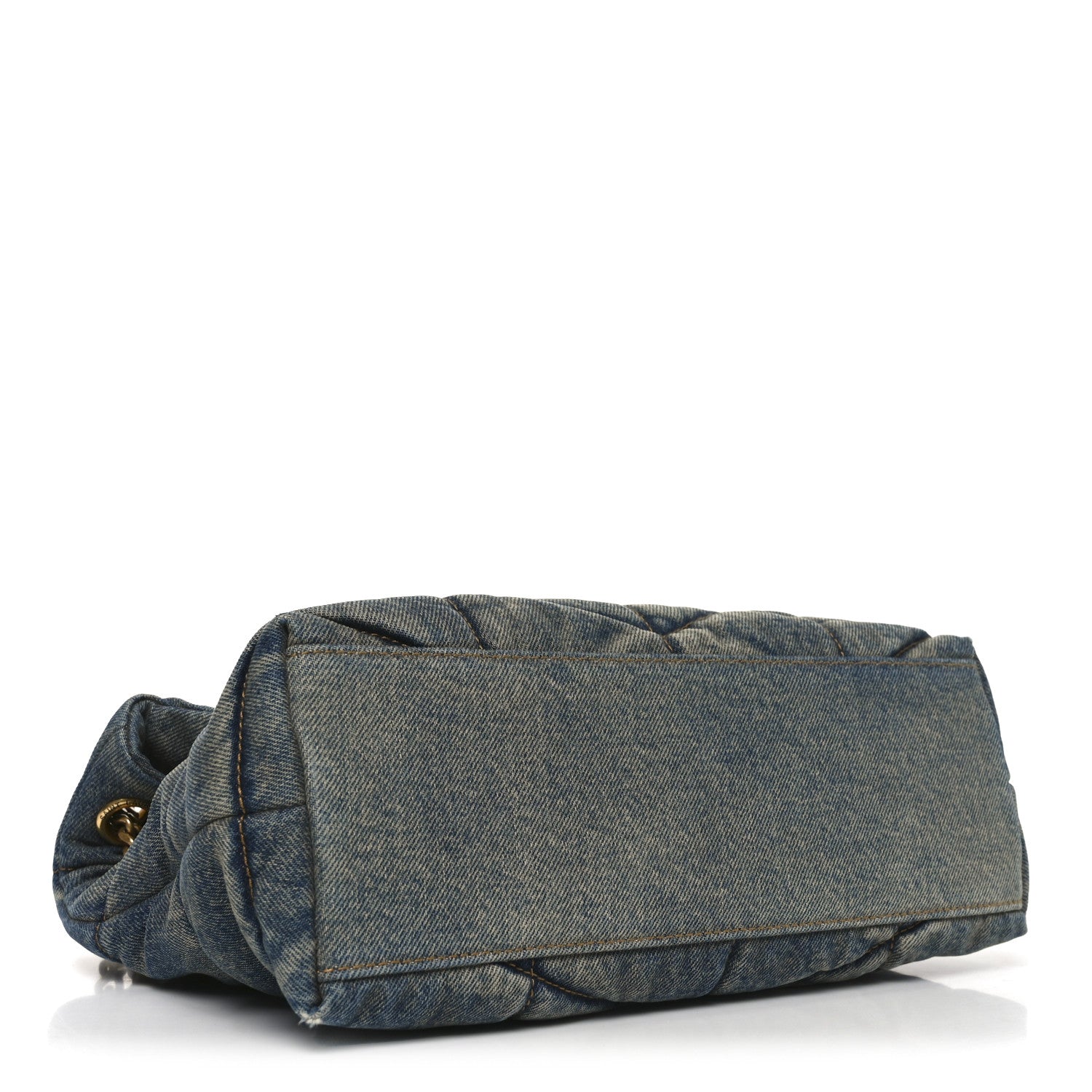 Saint Laurent Denim Quilted Loulou Puffer Monogram Chain Satchel Blue Cinnamon 4 of 10
