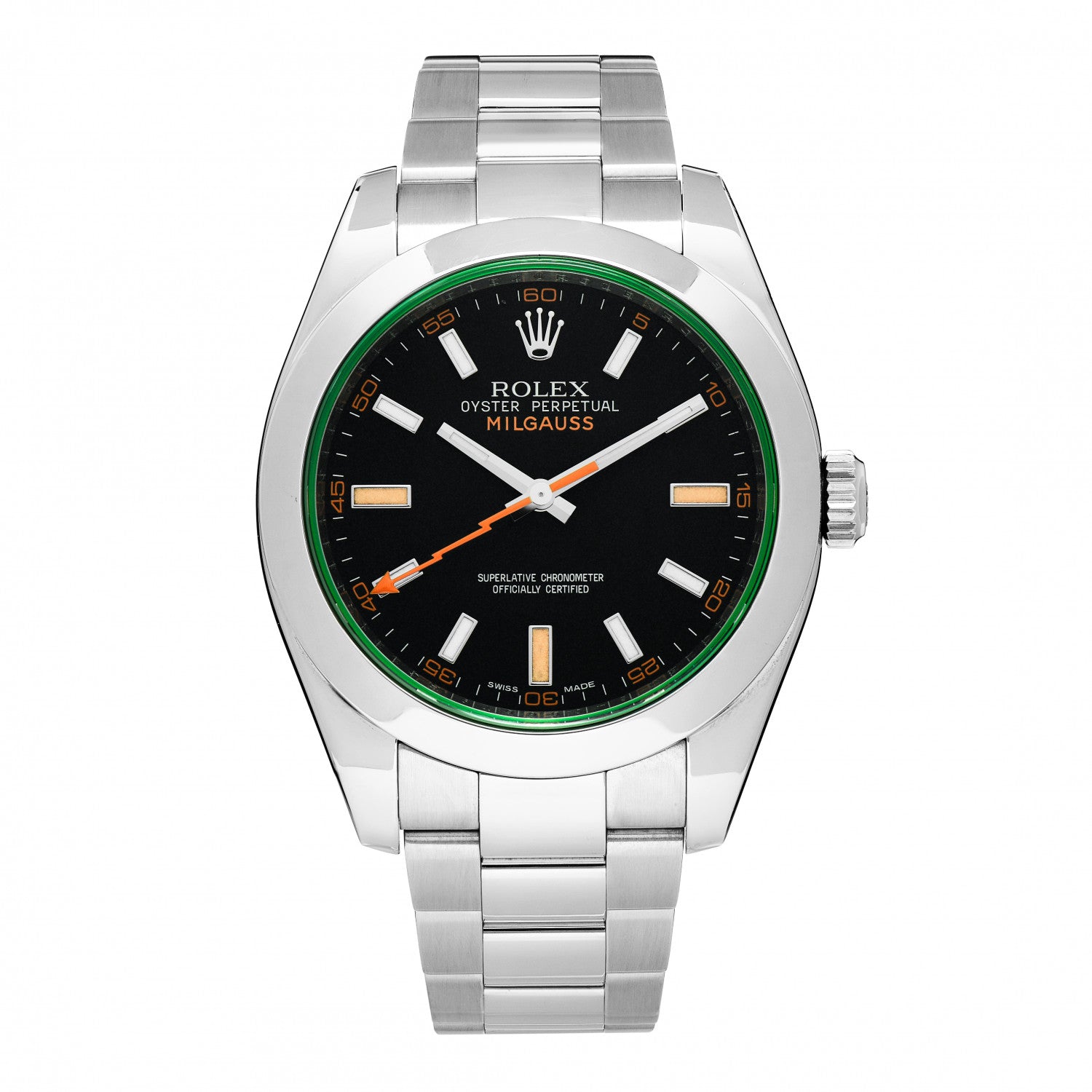 ROLEX Stainless Steel 40mm Oyster Perpetual Milgauss Watch Intense Black 116400GV FASHIONPHILE